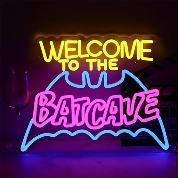 Bat Cave Neon Sign - Wall Decor, Halloween, Room, Funny...